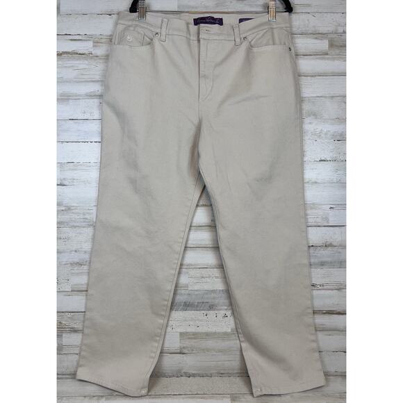 Gloria Vanderbilt Amanda Jeans Womens Sz 16 Short Tan Denim Pockets Stretch NWOT - Picture 1 of 7